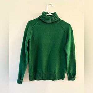Jeanne Pierre Turtleneck Sweater Preppy Cotton Knit Dark Green Cozy Size S M